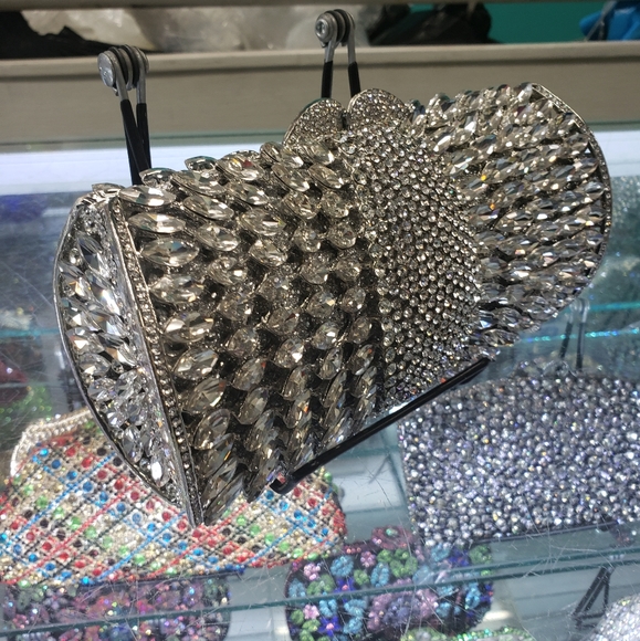 Silver Spikey Barrel Crystal Purse